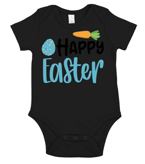 Happy Easter Carrot Blue Egg Short Sleeve Baby One-Piece