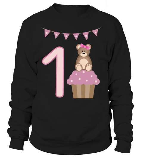 1st birthday teddy bear on a cupcake Women's Sweatshirt