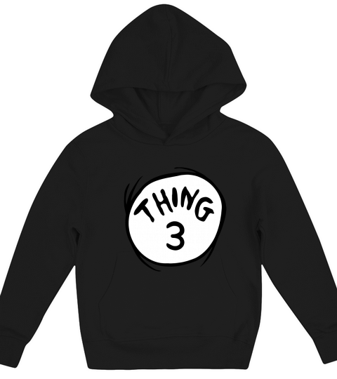 Dr Seuss Thing 3 Emblem RED Kids Hoodie