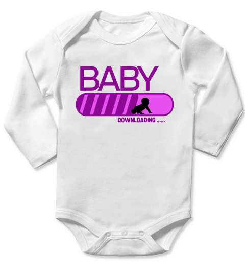 Baby is downloading for birth Long Sleeve Baby One-Piece