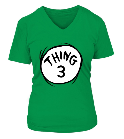 Dr Seuss Thing 3 Emblem RED V-neck T-Shirt Woman