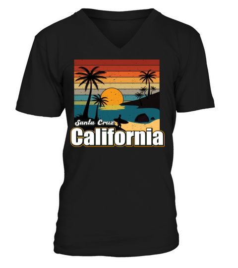 Vintage 70s 80s Style Santa Cruz Ca Surfing Men's V-Neck T-shirt