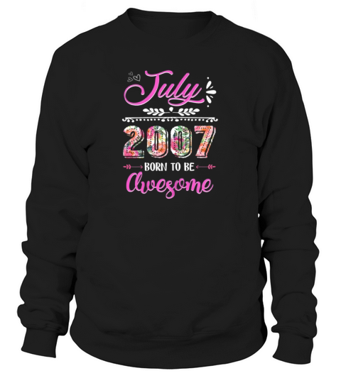 July 2007 12 Years Old 12th Birthday Womens Flower Women's Sweatshirt