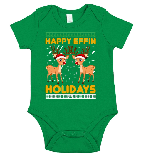 Happy Effin Holidays 01 Short Sleeve Baby One-Piece