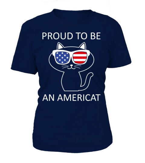 Cute Cat With US Flag And Sunglasses Proud To Be A Women's T-Shirt