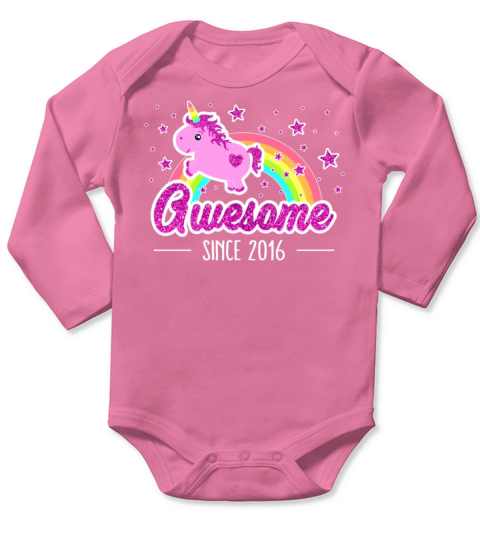 Awesome Since 2016 Birthday Year Of Birth Unicorn Long Sleeve Baby One-Piece