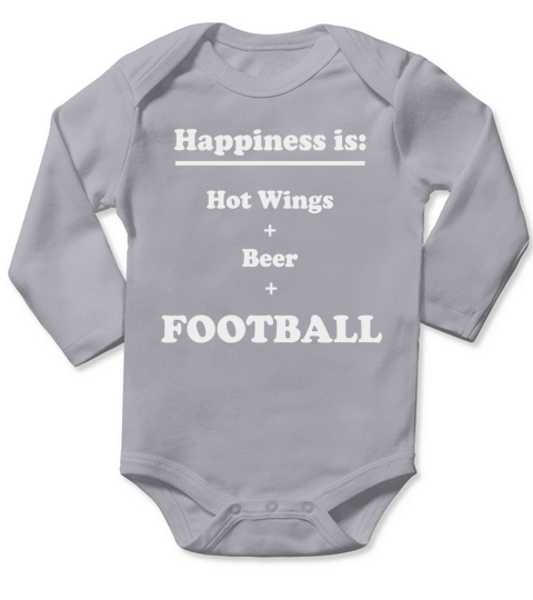 Happiness Is Hot Wings Beer Football Long Sleeve Baby One-Piece