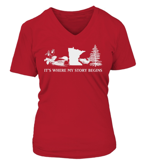 ITS WHERE MY STORY BEGINS MINNESOTA T-SHIRT V-neck T-Shirt Woman
