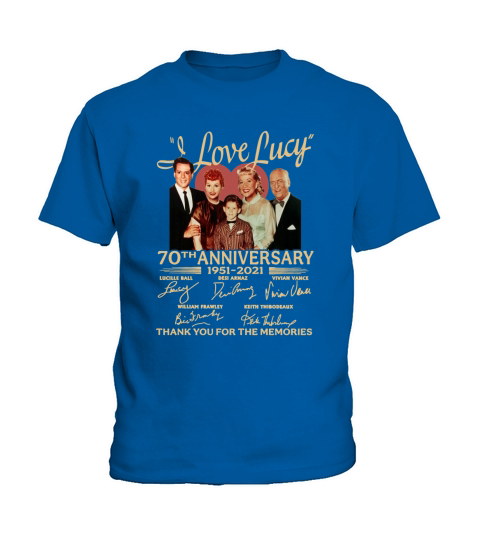 I love Lucy 70th Anniversary 1951 2021 signatures thank you for the memories Kids T-Shirt