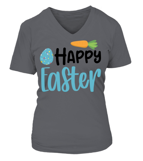 Happy Easter Carrot Blue Egg V-neck T-Shirt Woman