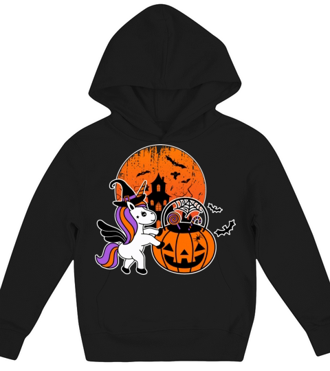 Cute Halloween Shirt Girls Kids Witchy Unicorn Kids Hoodie