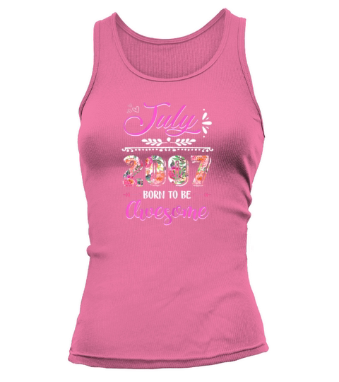 July 2007 12 Years Old 12th Birthday Womens Flower Women's Tank Top