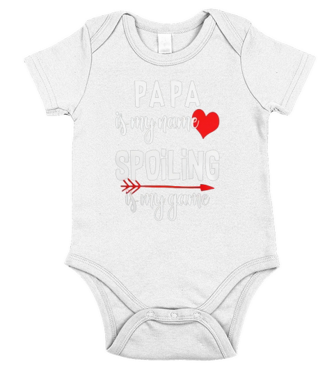 Mens Papa is my Name Spoiling is My Game Grandfather Shirt Short Sleeve Baby One-Piece