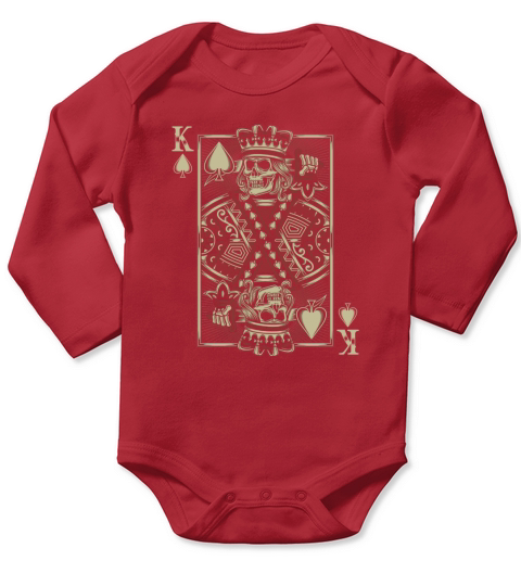 The King of Hearts Playing Card Skull shirt Long Sleeve Baby One-Piece
