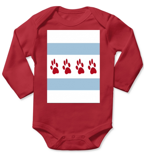DOG LOVERS CHICAGO FLAG Paw Prints Custom T Shirt Long Sleeve Baby One-Piece