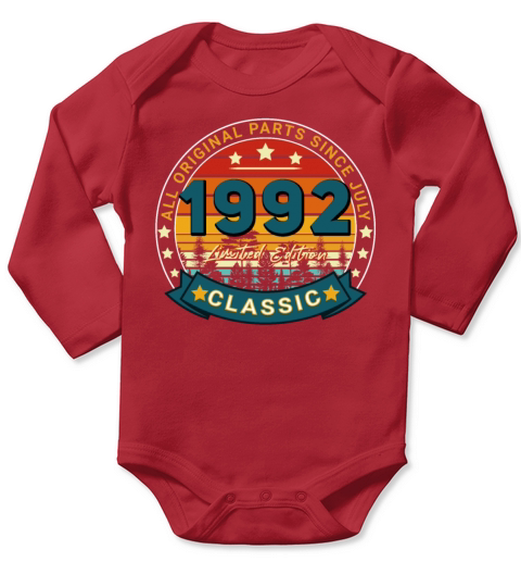 July 1992 Vintage Gift Idea Long Sleeve Baby One-Piece