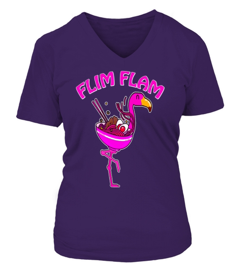 Ramen Flim Flam Flamingo V-neck T-Shirt Woman
