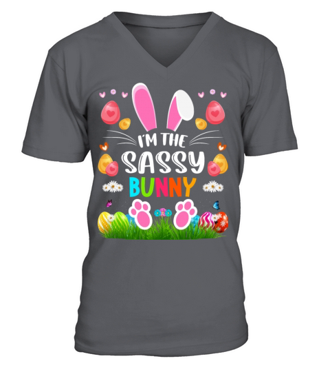 Im The Auntie Bunny Shirt Matching Family Easter V-Neck T-shirt