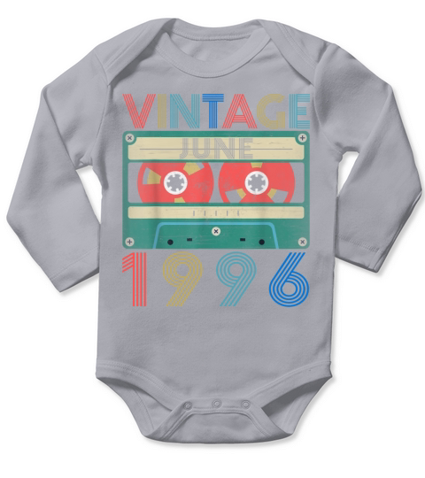 Retro Vintage June 1996 birthday Long Sleeve Baby One-Piece