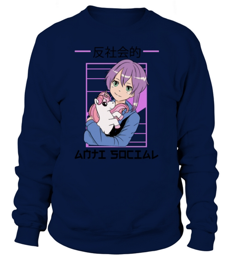Kawaii Video Gamer Otaku Anti Social Unicorn Anime Sweatshirt Unisex