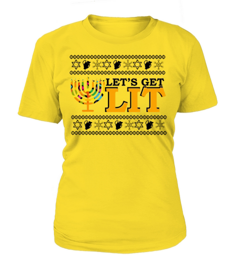 Lets get Lit ugly hanukkah sweater design funny Women's T-Shirt