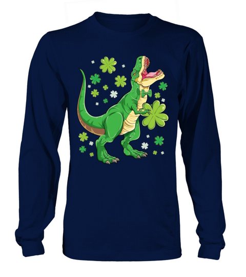 St Patricks Trex Day For Boys Kids Gift Dinosaur Women's Long Sleeve