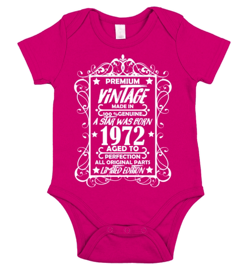Premium Vintage 1972 Short Sleeve Baby One-Piece