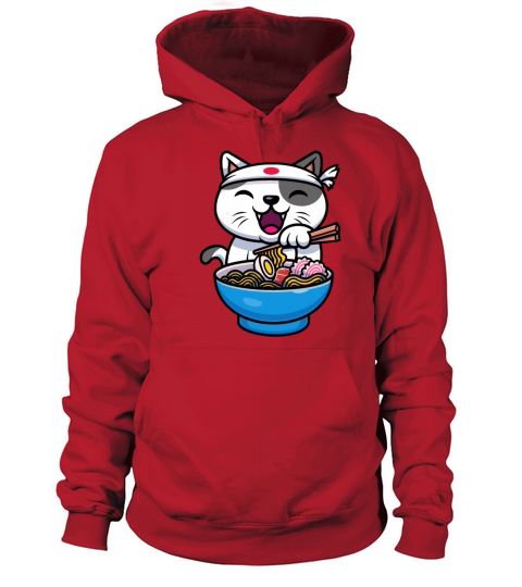 Kawaii Anime Cat Eating Ramen Noodles Japanese Women's Hoodie