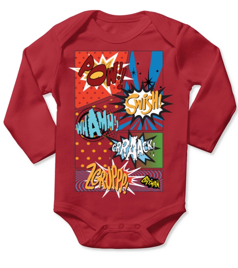 DC Comics Batman Various Sound Effects Panels Long Sleeve Baby One-Piece