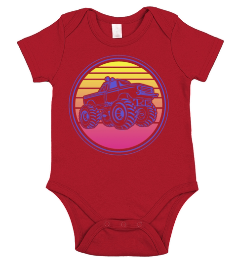 Retro Vintage Monster Truck Short Sleeve Baby One-Piece