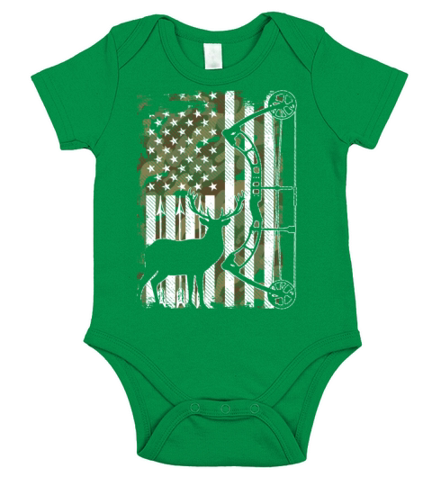 Bow Hunting Deer Hunter Camo American Flag for Men Short Sleeve Baby One-Piece