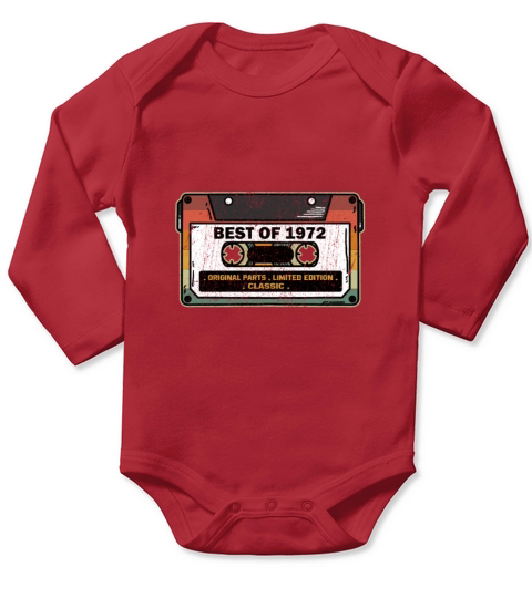 Best Of 1972 Vintage Cassette Funny Birthday Gift Long Sleeve Baby One-Piece