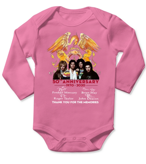 Queen 50th anniversary 1970 2020 signature Long Sleeve Baby One-Piece