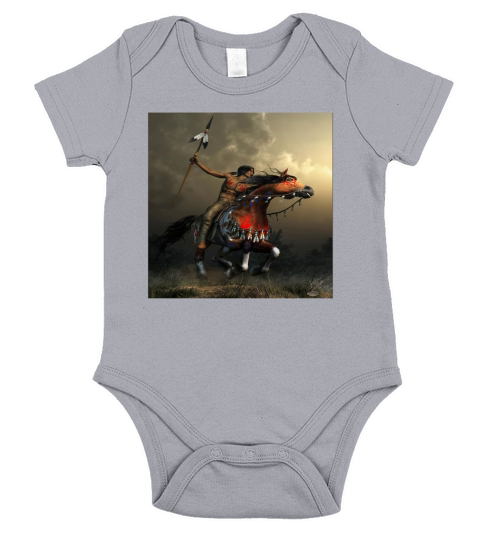 INDIAN ON HORSE Short Sleeve Baby One-Piece