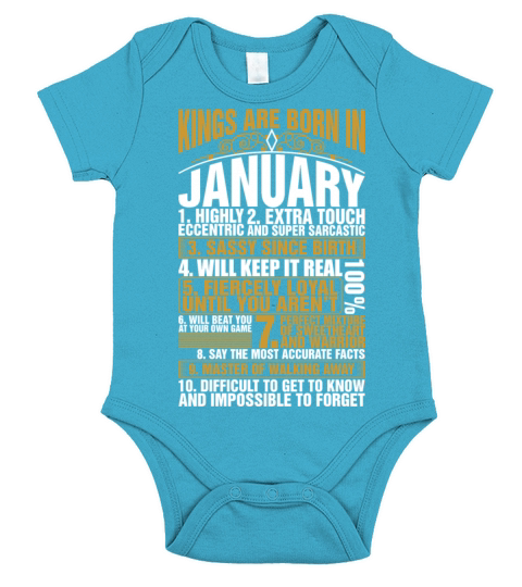 Kings Are Born In January Short Sleeve Baby One-Piece