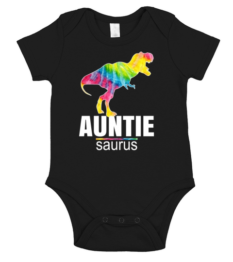 Auntie Saurus Design Cute Tie Dye Dinosaur Gift Short Sleeve Baby One-Piece