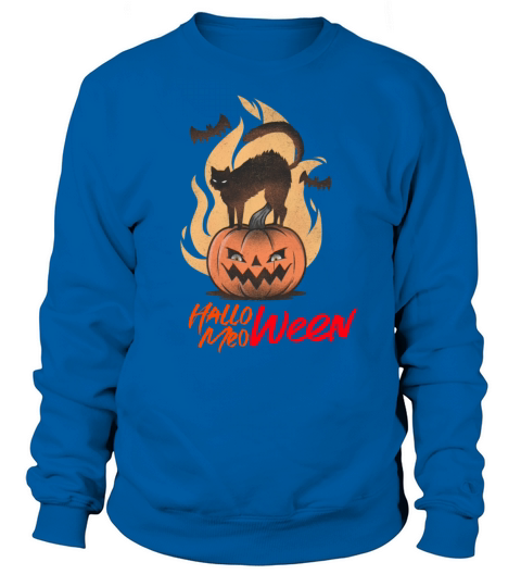Halloween Meoween Cat Pumpkin Bat Halloween Design Women's Sweatshirt