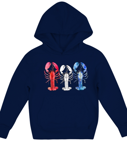 Mens Patriotic Lobster T-Shirt for Men with Three Lobsters Kids Hoodie
