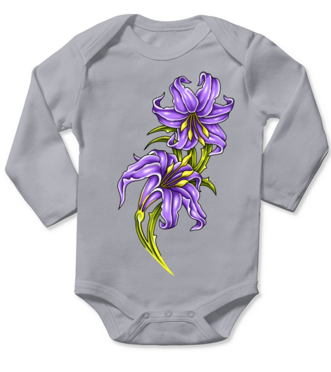 purple lilies flowers Long Sleeve Baby One-Piece