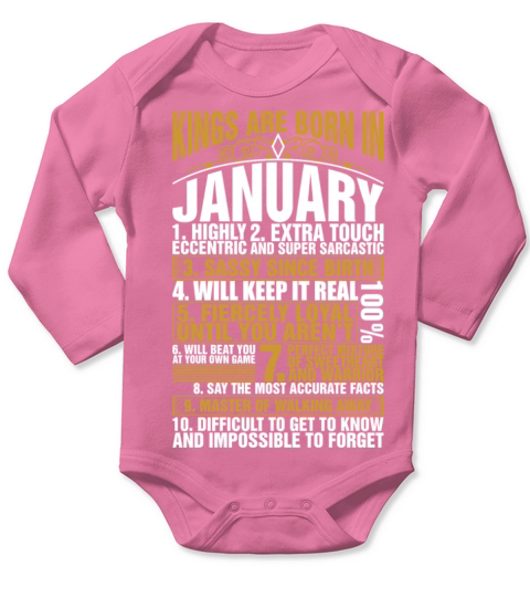 Kings Are Born In January Long Sleeve Baby One-Piece