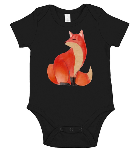 fox watercolor Short Sleeve Baby One-Piece