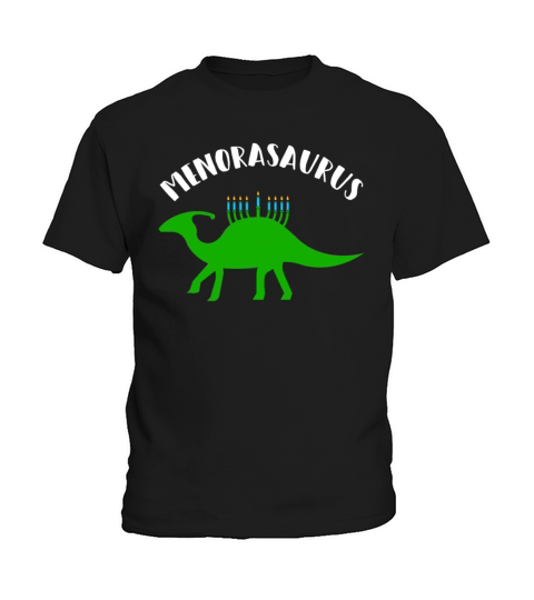 Funny Hanukkah Menorasaurus Dinosaur Menorah Kids T-Shirt