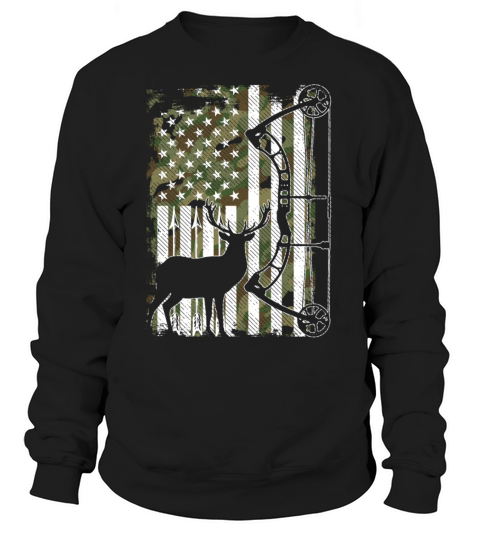 Bow Hunting Deer Hunter Camo American Flag for Men Women's Sweatshirt
