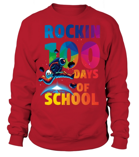 Rockin 100 Days Of School Astronaut playing Guitar Women's Sweatshirt