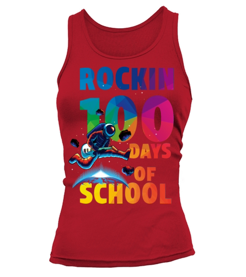 Rockin 100 Days Of School Astronaut playing Guitar Tank top Woman