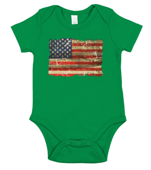 12 Vintage Distress US Flag 11 Short Sleeve Baby One-Piece