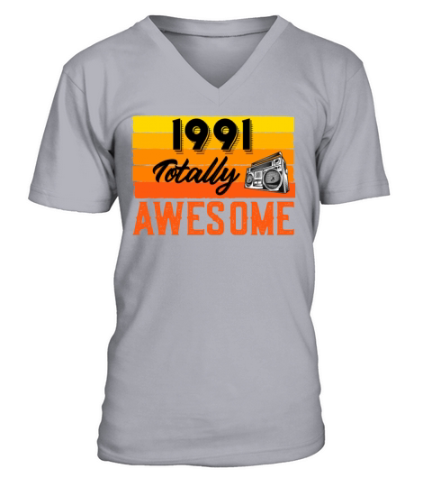 1991 Totally Awesome Retro Celebrate Mom Birthday Men's V-Neck T-shirt