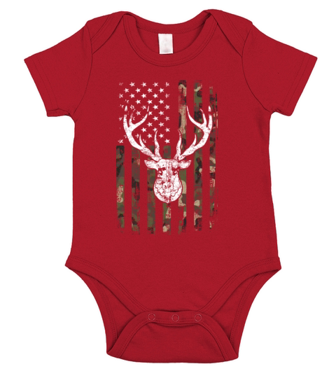 Deer Hunting Camouflage Flag Short Sleeve Baby One-Piece