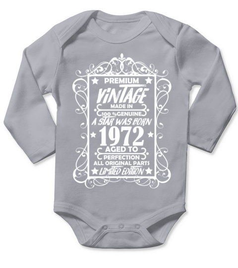Premium Vintage 1972 Long Sleeve Baby One-Piece