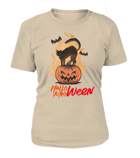 Halloween Meoween Cat Pumpkin Bat Halloween Design Women's T-Shirt